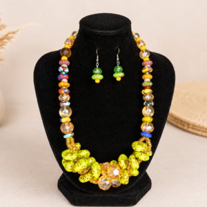 Multicolour African-Inspired Beaded Jewelry Set – Necklace, Bracelet & Earrings